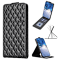 Miniatyrbild 4 av 5: Vertikalt Vändbart Stötsäkert Skal för Iphone 15 PU Läder Präglat Telefonfodral Black