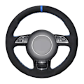 Miniatyrbild 1 av 5: (stil 2) Händerstygn Mjuk Svart Äkta Läder Mocka Bilrattöverdrag För Audi A1 A3 A5 style 4