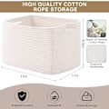 Miniatyrbilde 2 av 3: Oppbevaringskurver for organisering av hyller, vevde bomullsrepskurver for babyrom, bok, leketøy, håndkleorganisator, 38x28x24 cm, 1 pakke, off-white