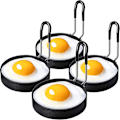 Miniatyrbilde 1 av 4: Eggringer i rustfritt stål, pannekakeform for stekte egg og omeletter - 4 stk