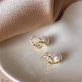 Miniatyrbillede 4 af 5: Bogstav Øreringe Diamant Perle Øreringe Cc Klassiske Øreringe Gaver Style 3