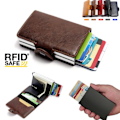 Pikkukuva 4 / 11: Korttikotelo RFID-signaalin estolla - Nahka 5 väriä Sininen Red Red PU Leather 12 cards