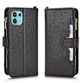 Miniatyrbillede 2 af 5: Etui til Motorola Edge 20 Fusion Beskyttelse Lynlås Magnetisk Tegnebog Kortholder PU Læder Flip Etui Sort{GKS} Black A