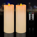 Miniatyrbilde 1 av 8: 2 stk LED blokklys i ekte voks med fjernkontroll for hjem og juledekorasjon 8 x 20 cm (2 stycken) 8 x 20 cm (2 stycken)