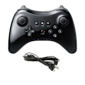 Miniatyrbild 1 av 5: Pro Controller för Wii U, Trådlös Handkontroll, För Nintendo Wii U Handkontroll Gamepad Joystick Dubbel Analog (Svart)