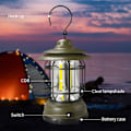 Miniatyrbillede 2 af 10: LED camping lanterne hængende teltlampe Retro bærbar lampe Militærgrøn[GKS] Army green rechargeable type