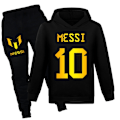 Miniatyrbild 1 av 3: Barn Pojkar Flickor Messi Fotboll Fotbollströjor Träningsset Hoodie Toppar+Byxor Svart Black 130 cm