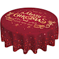 Miniatyrbillede 3 af 5: Juleborddug Rundt Santa Claus Snemand Snefnug Dekorativ Rød Rund Borddug til Hjem Køkken Spisestue Picnic Party Style Style 8 178cm diameter