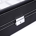 Miniatyrbilde 4 av 4: Urboks for 24 klokker i PU-skinn - svart med hvit søm Black Black
