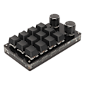 Miniatyrbild 8 av 8: Mini 12-tangenters tangentbord med 2 rattar, blå brytare, DIY, programmerbart, trådbunden anslutning, Plug and Play, enhands mekaniskt tangentbord, svart