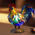 Miniatyrbild 4 av 5: Djur bordslampa serie färgat harts Elefant Drake Varg Lampa Retro sänglampa Tiffany Style Nattlampa Bohemian Resin Lamp för Sovrum - WELLNGS häst