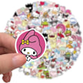 Pikkukuva 3 / 4: 100 söpöä tarraa Paketti Hello Kitty Tarrat Mymelody&Kuromi Tarrat Cinnamoroll Pompompurin Keroppi