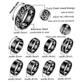 Miniatyrbilde 4 av 7: 9-delt sett 8mm titanstål ring for menn og kvinner, enkel børstet bryllups- og forlovelsesringsett, svart 9-delt sett No. 13