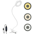 Miniatyrbilde 1 av 5: Cisea Klemmeskrivebordslampe 48 LED-lys Clip-on Leselampe Justerbar Lysstyrke Nattbordsklemmelampe USB LED Skrivebordslampe for Studier og Arbeid, Hvit