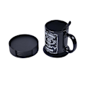 Miniatyrbillede 3 af 4: 6-pak - Læder coasters - Glasbrikker sort【GKS】 black 170