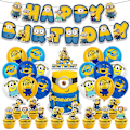 Pikkukuva 1 / 4: Cartoon Minions -teemainen syntymäpäiväjuhlatarvikesetti: banneri, ilmapallot, kakku- ja muffinssikoristeet