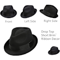 Miniatyrbilde 2 av 5: Unisex Britisk - Stil Retro Jazzhatt med Bred Skygge, Imitert Ullfilt Hatt, Flott for Solbeskyttelse og Sceneopptredener