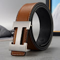 Miniatyrbillede 11 af 11: Mænds Casual Trendy All-Match Bælte til Mellem- og Unge Mænd - Kaffe Farve med Guldspænde Coffee color gold buckle 125 cm