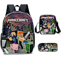 Pikkukuva 2 / 5: Minecraft-reppu ala- ja yläkouluun, Minecraft-peli tarvikkeiden reppu, kolmiosainen setti 1