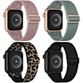 Pikkukuva 1 / 4: Joustava nylonhihna, yhteensopiva Apple Watch -rannekkeiden 38 mm, 40 mm ja 41 mm kanssa, säädettävät urheilulliset joustavat rannekkeet, 4 kpl 38/40/41mm