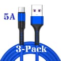 3-pack - 2m - USB-C 5A \"BLÅ\" / kabel / laddkabel / snabbladdning
