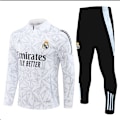 Miniatyrbillede 1 af 2: 2425 Ny Real Madrid Fodbold Langærmet Halv Zip Voksen & Børn Træningstrøje Hvid-grå Hvid-grå White-gray 18
