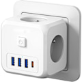Pikkukuva 1 / 5: Price USB-seinäpistorasia, monitoiminen kuutio, 7-in-1 laturi USB-virtapistokkeella, 3 AC-pistokkeella, 4000W ja 1 tyypin C ja 3 USB-porttia, Price-seinäpistorasia sähkö