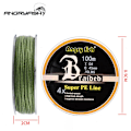 Miniatyrbillede 6 af 9: Dlong Angryfish Diominate PE Line 4 Tråde Flettet 100M/109yds Super Stærk Fiskeline 10LB-80LB Mørkegrøn 0.8 0.14mm Per 18LB
