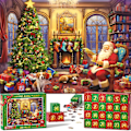 Miniatyrbilde 1 av 4: Julepuslespill-adventskalender 2023, 1008 puslespillbrikker 24 dagers juletelling adventskalendere