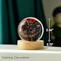 Miniatyrbilde 4 av 5: 3D Solsystem Krystallkule 60mm Universgaver med Lasergravert Modell