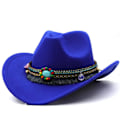 Pikkukuva 1 / 2: Muodikas western-cowboyhattu huopahatuilla ja ylösrullattavalla reunalla blue