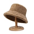 Miniatyrbillede 1 af 8: Faux Fur Vinter Bucket Hat til Kvinder Ensfarvet Varm Damehue Outd Coffee