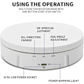 Miniatyrbild 5 av 5: Elektrisk Roterande Plattspelare, 146mm Intelligent Elektrisk Roterande Displaybord med 3 Justerbara Hastigheter och Vinkel, Begagnad (Vit)
