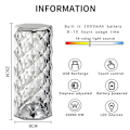 Miniatyrbilde 2 av 8: Krystall Diamant Bordlampe, 16 Farger USB Lading Berøringslampe Be