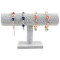 Miniatyrbilde 1 av 2: Armbåndsholder, Klokker, Fløyelsarmbåndsdisplaystativ, T-formet Displayholder for Smykker Armbånd Klokker Display Ice gray velvet cloth