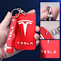 Miniatyrbillede 4 af 4: Tesla Nøglekortholder, Tesla Nøglekortholder Model Y/3, Silikoneetui med nøglering til Tesla Tilbehør, 2 stk., rød og sort
