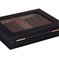 Miniatyrbilde 4 av 5: Høyglans sigarhumidor sigarboks for 10-15 sigarer, ekte massiv spansk sedertre, luksus hygrometer og luftfukter, D