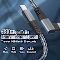 Miniatyrbilde 4 av 5: INF USB-C kabel med vinklet kontakt 60 W hurtiglader Grå 3 m【GKS】