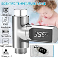 Miniatyrbild 3 av 5: LED digital badtermometer, duschtermometer 5-85 grader realtids vattenflöde med 360° roterande skärm