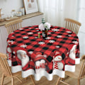 Miniatyrbillede 1 af 5: Juleborddug Rundt Santa Claus Snemand Snefnug Dekorativ Rød Rund Borddug til Hjem Køkken Spisning Picnic Fest Stil 8 Style 8 125cm diameter