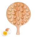 Miniatyrbilde 1 av 5: Vendbar trebrett for egg, charcuterie og fylte egg - Tykt eggbrett for benkeplate, kjøleskap og hønseegg