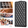 Miniatyrbild 5 av 5: Vertikalt Vändbart Stötsäkert Skal för Iphone 15 PU Läder Präglat Telefonfodral Black