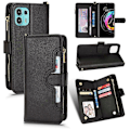 Miniatyrbillede 1 af 5: Etui til Motorola Edge 20 Fusion Beskyttelse Lynlås Magnetisk Tegnebog Kortholder PU Læder Flip Etui Sort{GKS} Black A
