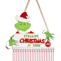 Miniatyrbillede 1 af 7: Julekalender Træskilt - Slikkepinde Jule Nedtælling Væghængende Julepynt til Julebørn Familie Venner Gave