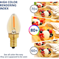 Miniatyrbillede 5 af 5: C7 E12 LED Pære 220v, 0.5w Erstatning for 5w, E12 LED Pære Amber Dekorativ Natlampe, Varm Hvid 2200k, Ikke-Dæmpbar, 6 stk【GKS】