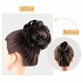 Miniatyrbilde 5 av 5: 1 stk. rufsete hårknute hårstykke extension krøllete bølgete rufsete syntetisk chignon for kvinner oppsatt hårklemme Darkest Brown Tend to Black