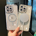 Miniatyrbillede 3 af 5: Magsafe Magnetisk Luksus Belægning Bling Rhinestones Diamant Glitrende Stødsikkert Cover Til Iphone 15 Pro Max 15 Ultra Gold
