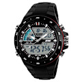 Miniatyrbillede 1 af 6: SKMEI Ur | Herremode Casual Analog Digital Armbåndsur Alarm 30M Vandafvisende Militær Chrono Kalender Relogio Masculino Black Red Bezel