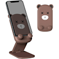 Miniatyrbilde 1 av 7: Dobbel Sammenleggbar Mobiltelefonholder Justerbar Mobiltelefonstativ for Skrivebord Silikondeksel Kompatibel med iPhone 15 14 13 12 11 Pro Max Brown Bear