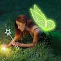 Miniatyrbilde 7 av 7: Glitrende Fe-vinger for Voksne, LED-Hodebånd for Karneval og Temafester Stjerneklar Grønn Star green Star green